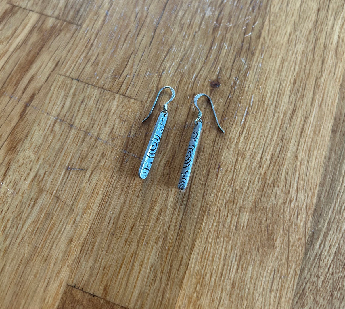 Long silver pendant earrings