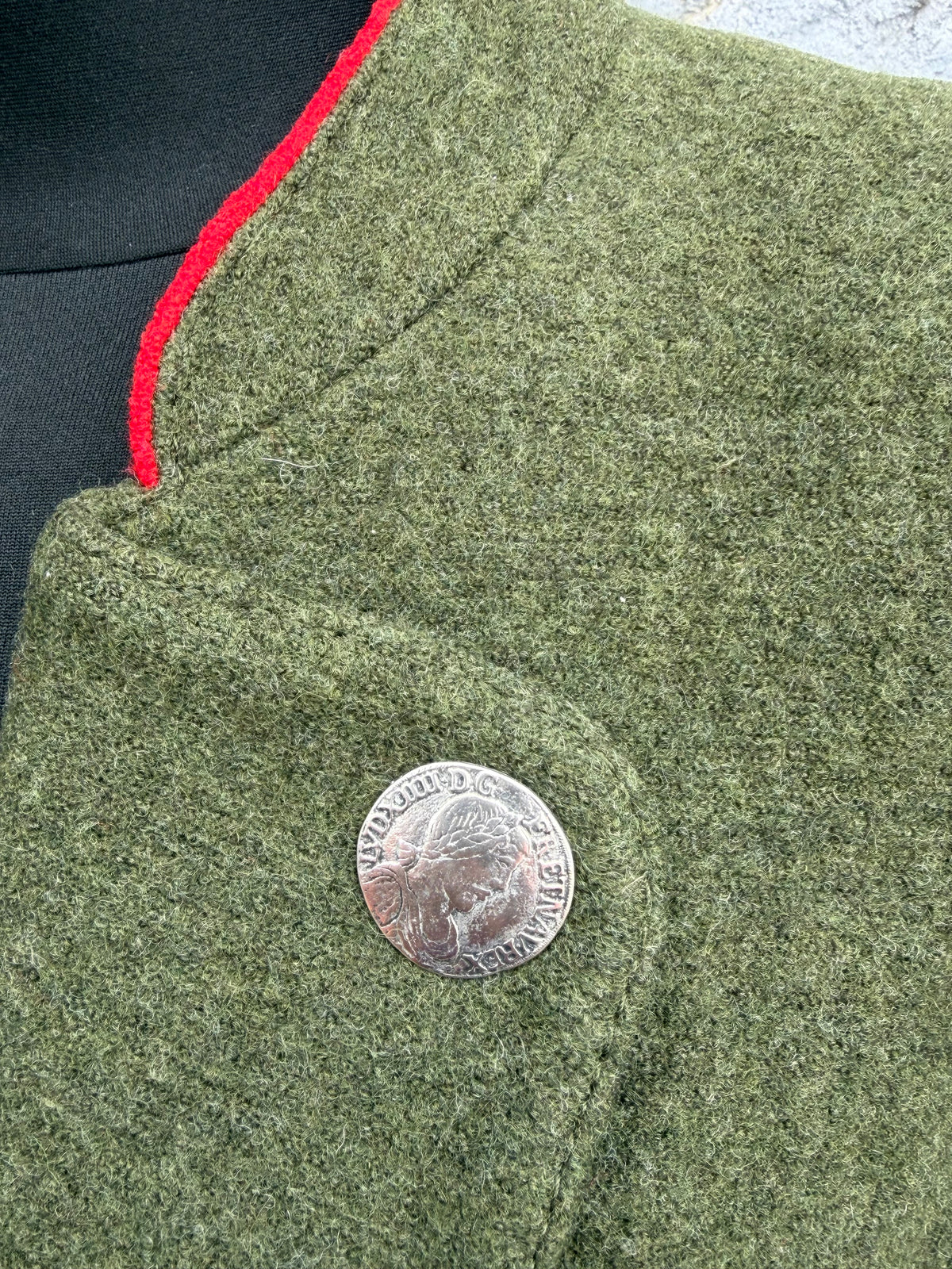 Olive green loden wool trachten jacket uk 14-16