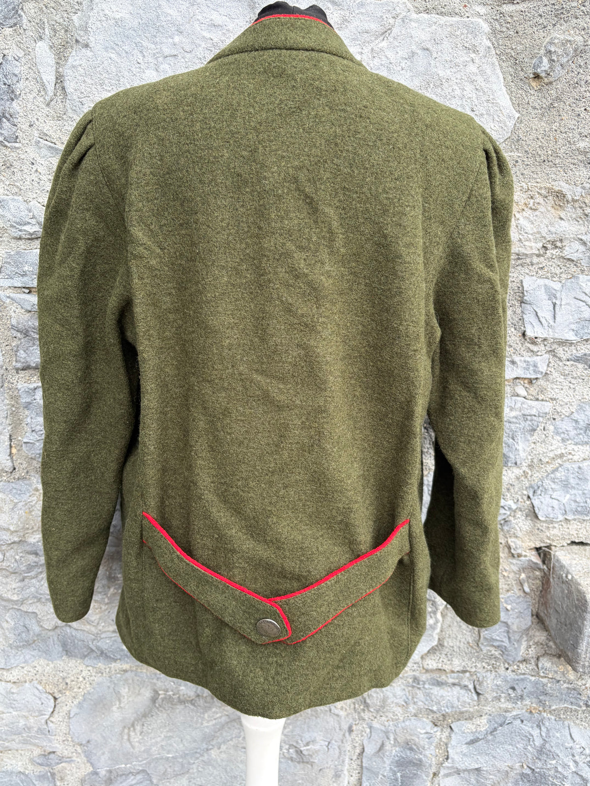Olive green loden wool trachten jacket uk 14-16