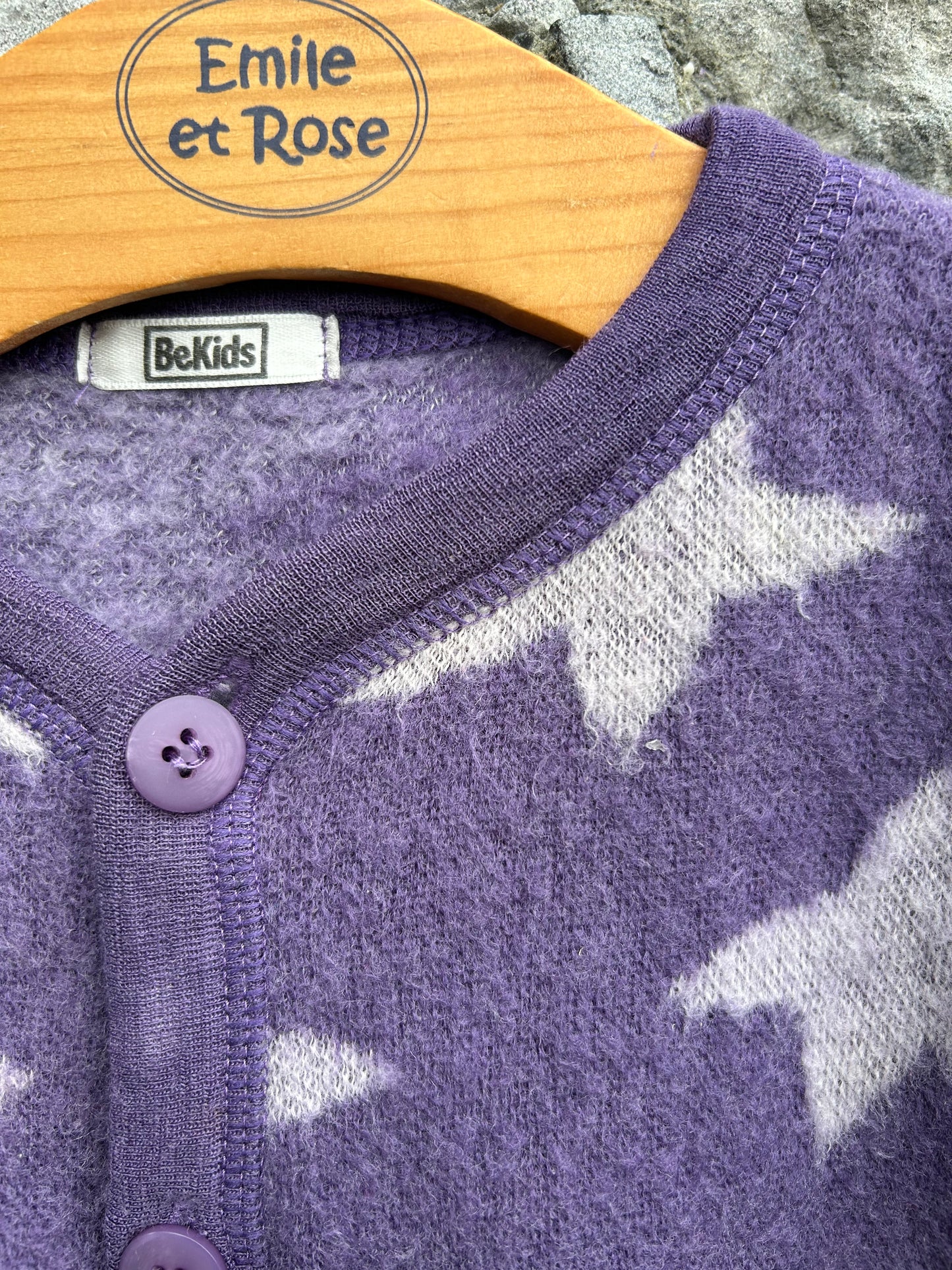 Purple stars woolly onesie 6-9m (68-74cm)