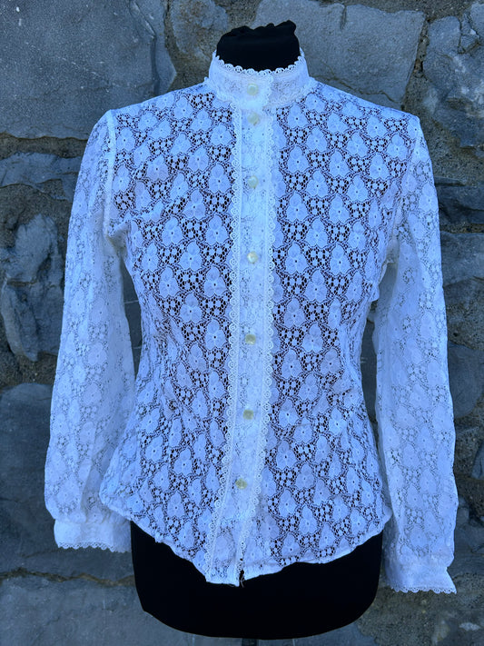 70s white lace blouse uk 10-12