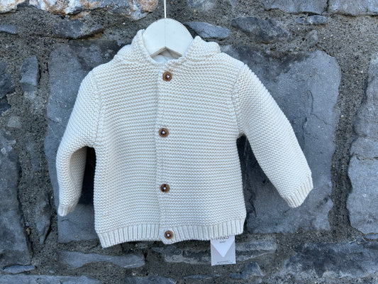 Cream hooded cardigan 3-6m (62-68cm)