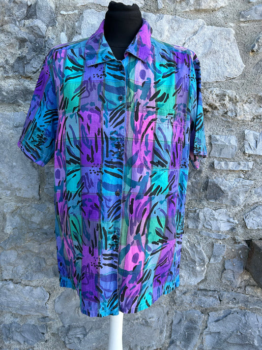 80s purple&teal shirt uk 12