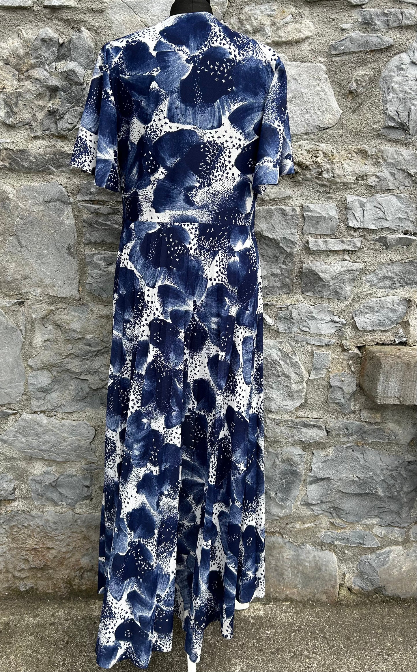 70s Blue&navy maxi dress uk 12