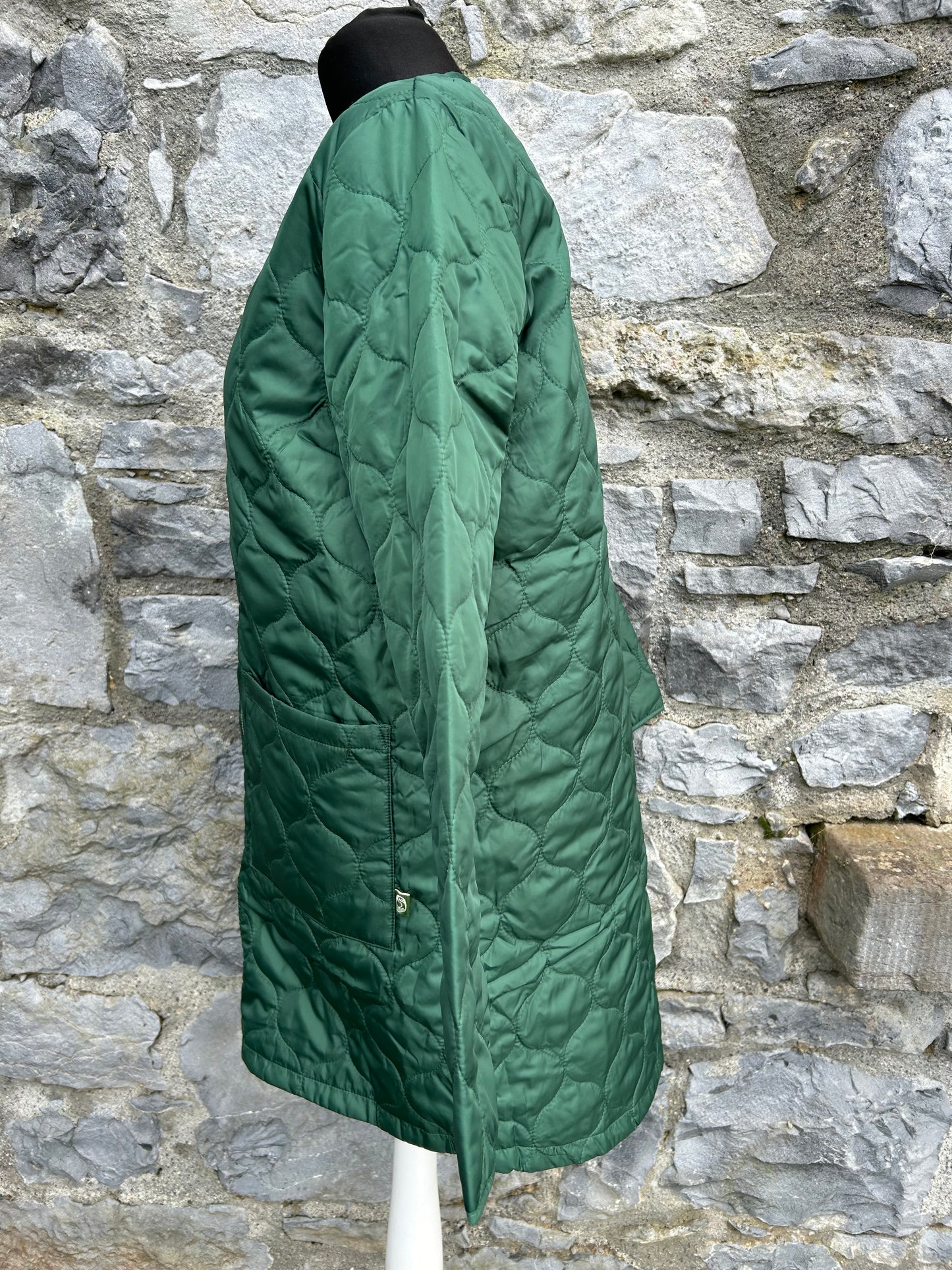 Green quilted long thermal jacket uk 8