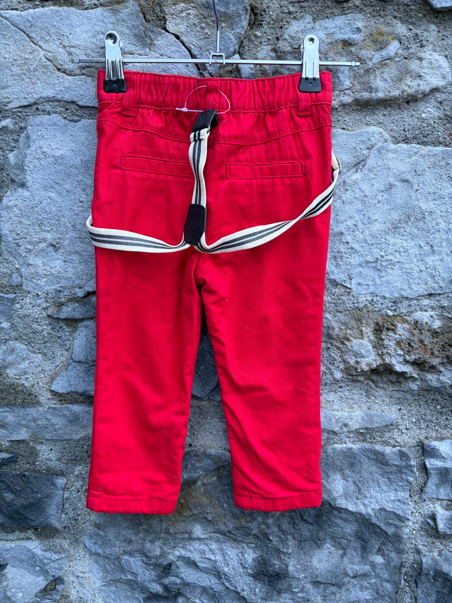 Red pants with suspenders  9-12m (74-80cm)