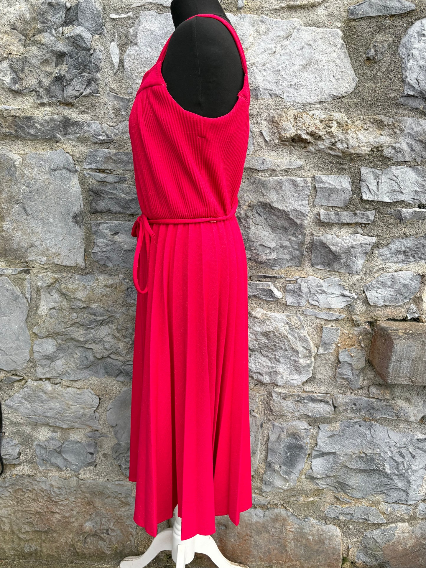 80s red pleated dress uk 10-12