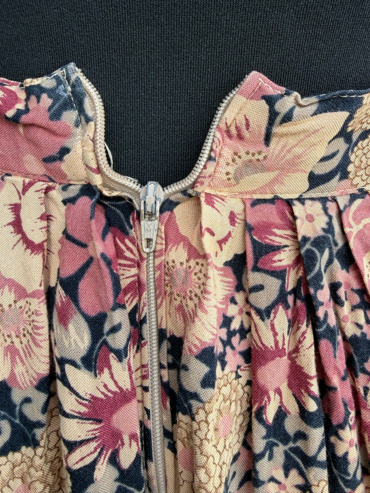 80s autumn flowers Brown&beige skirt uk 6