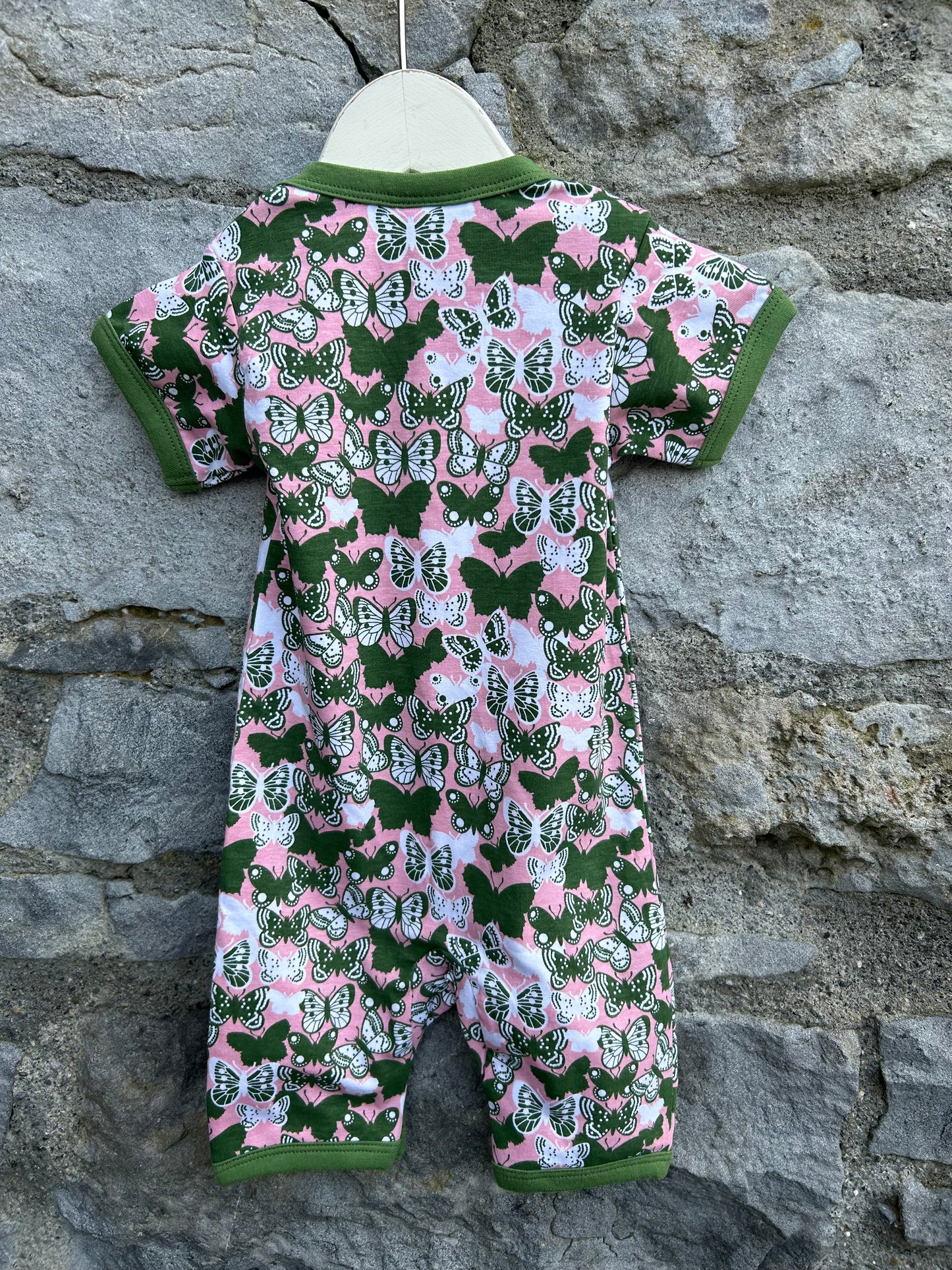 Green butterflies pink rompers   3m (62cm)