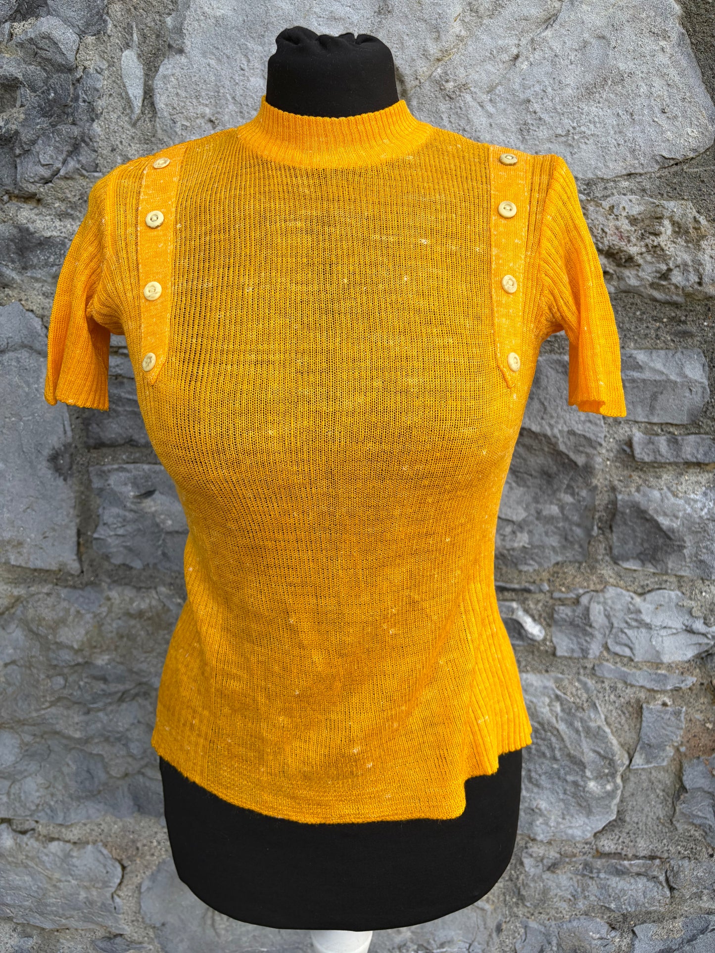 80s yellow ribbed top uk8-10