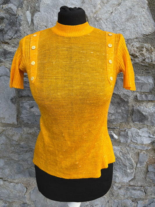 80s yellow ribbed top uk8-10