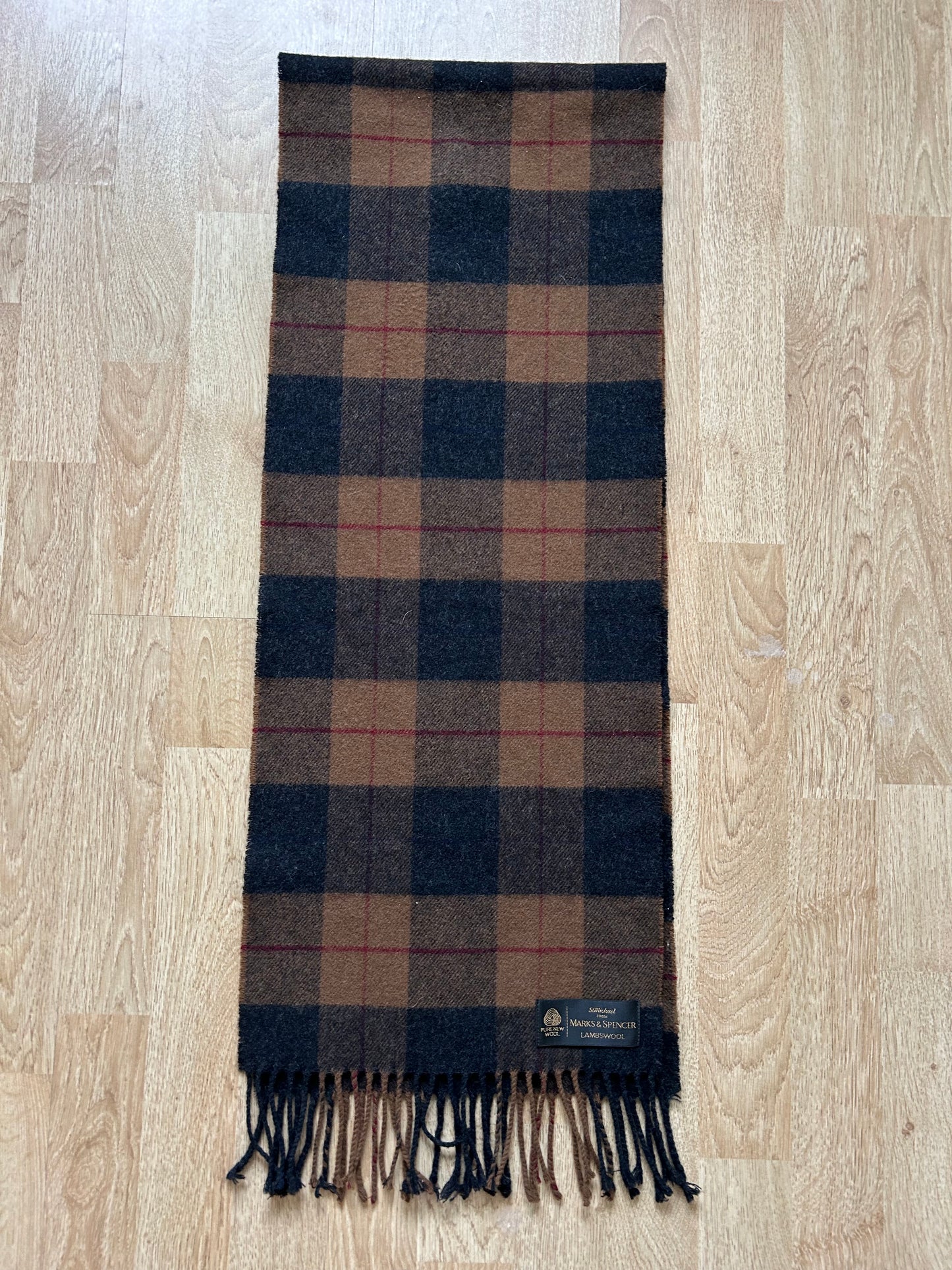 Brown&black checked scarf