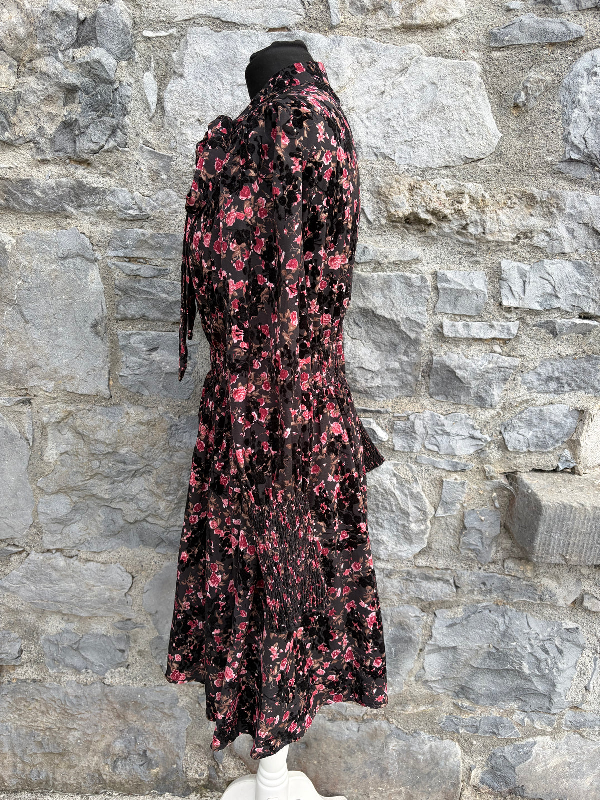 Pink floral bow tie dress uk 12