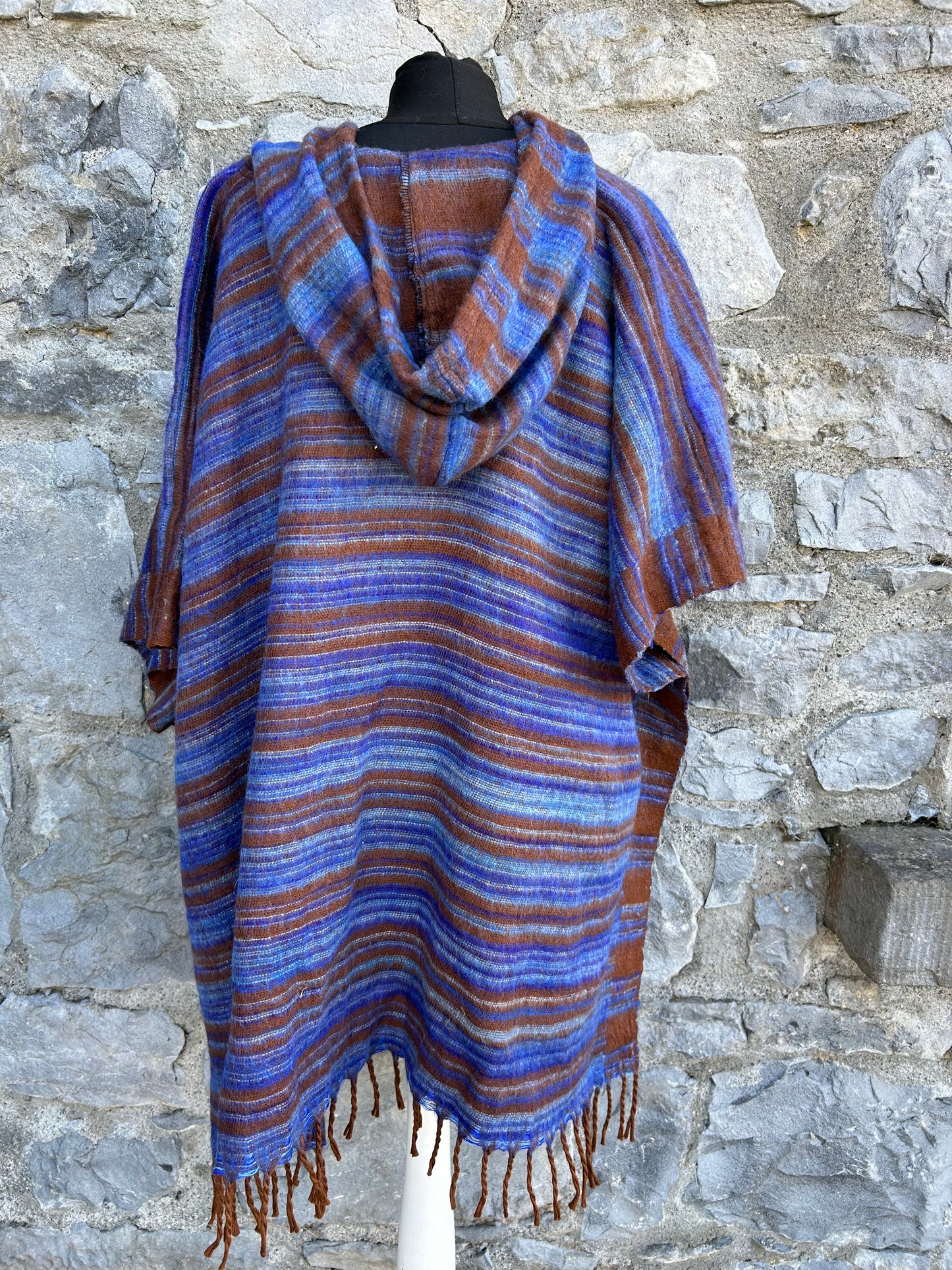 Blue&Brown poncho uk 10-16