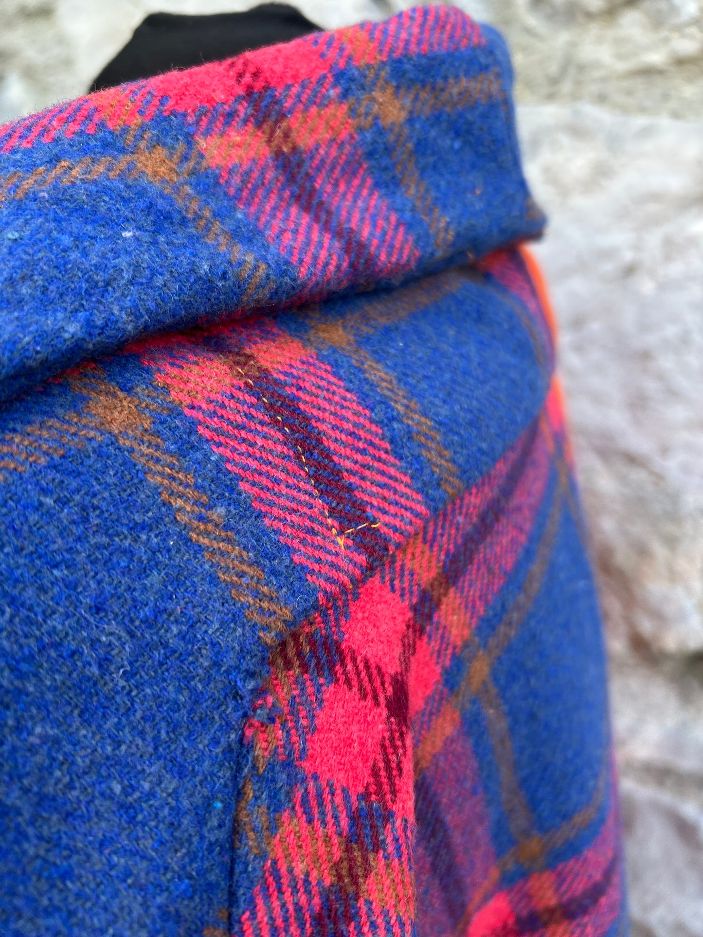 Orange&blue check long coat uk 12-14