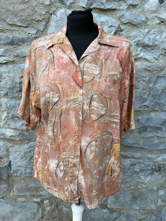 80s brown elephants shirt uk 10-12