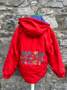 80s red embroidered jacket   12-13y (152-158cm)