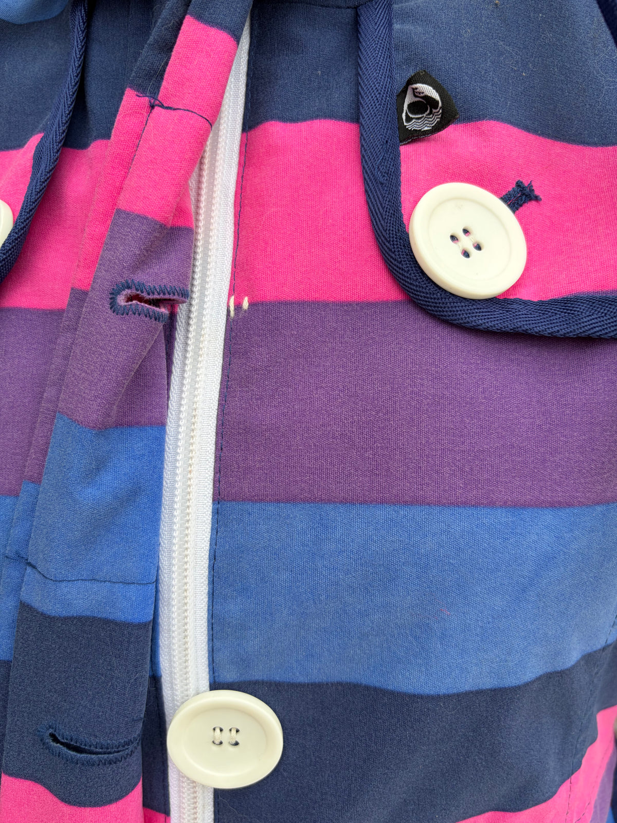 Purple&pink stripy raincoat uk 8