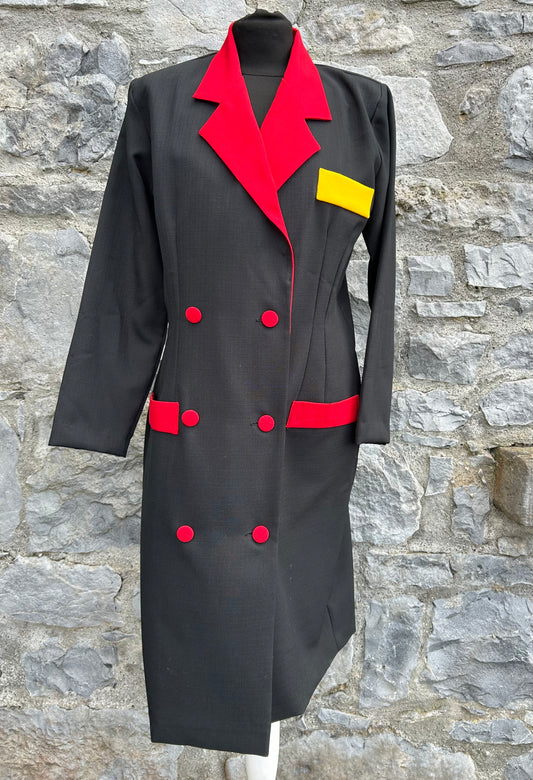 80s black button up dress uk 12