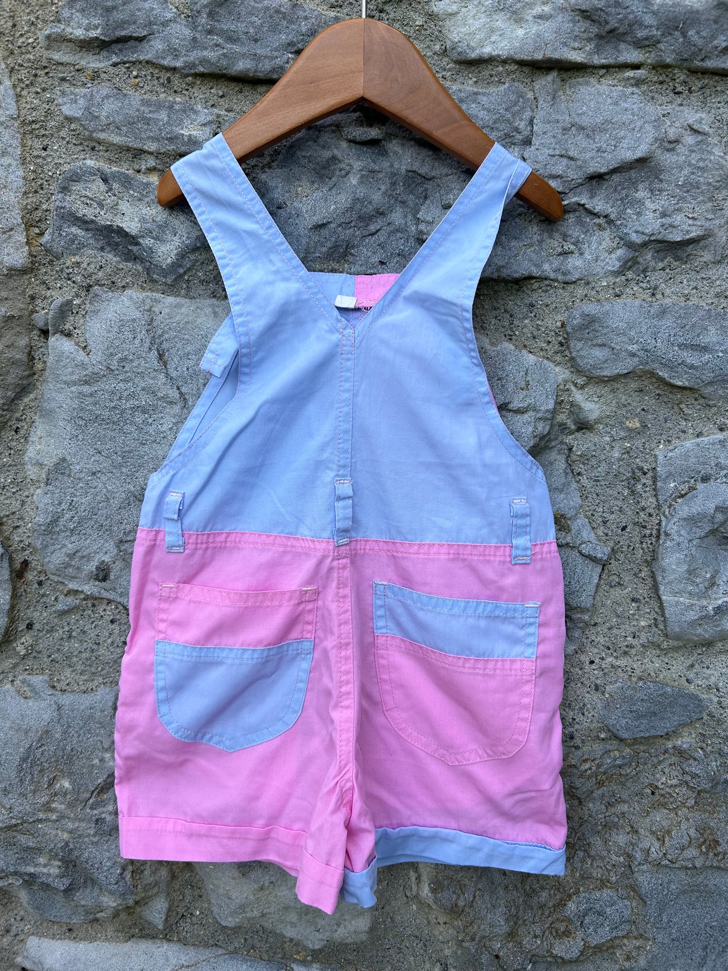 90s Pink&purple short dungarees  2-3y (92-98cm)