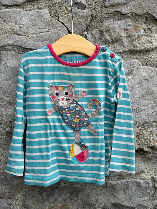 Cat blue stripy top  18-24m (86-92cm)