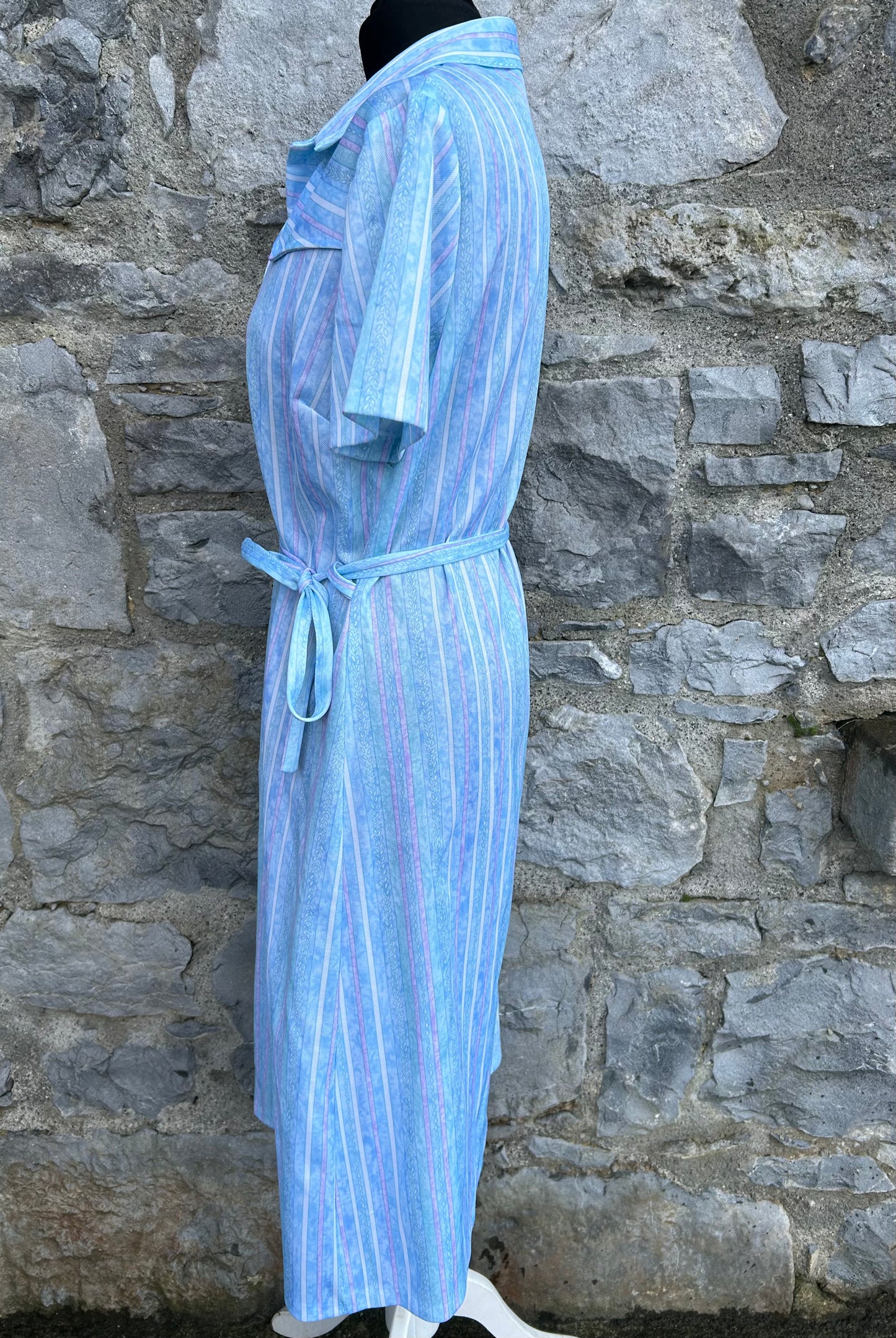 80s light blue stripy dress uk 12