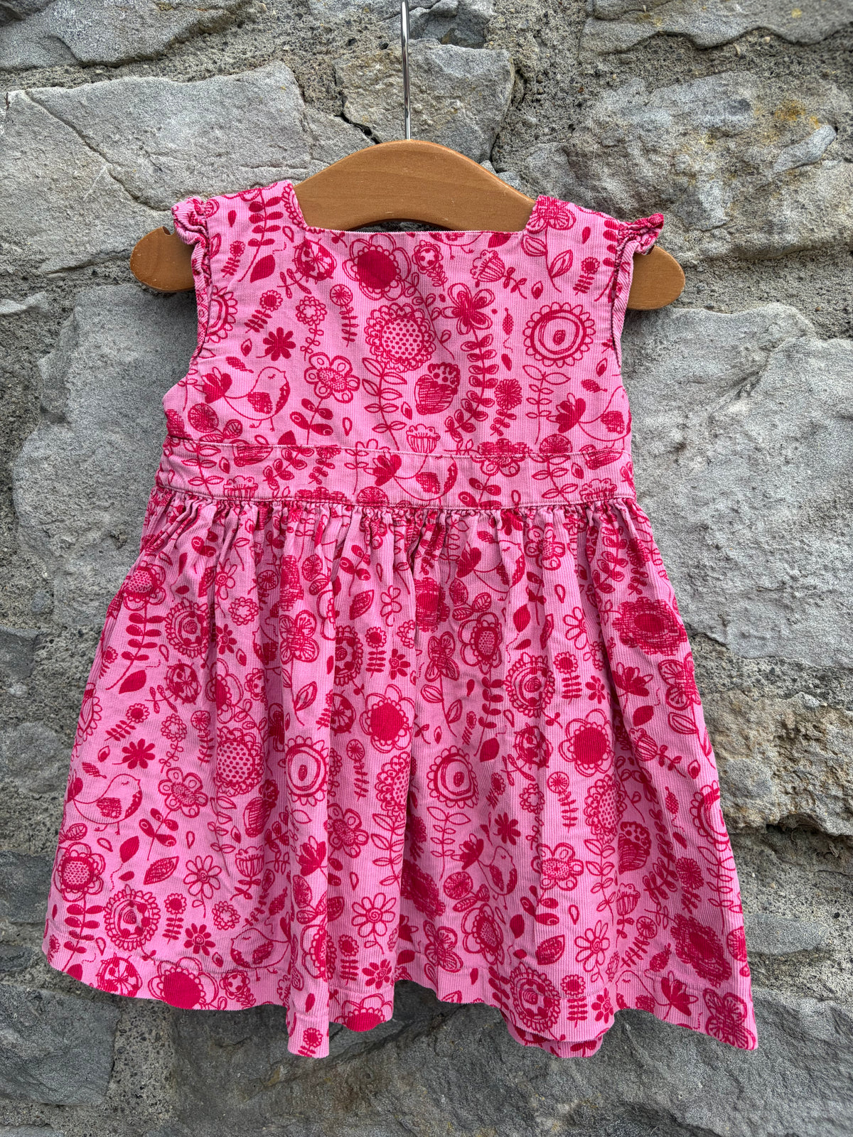 Pink floral cord pinafore  6-9m (68-74cm)
