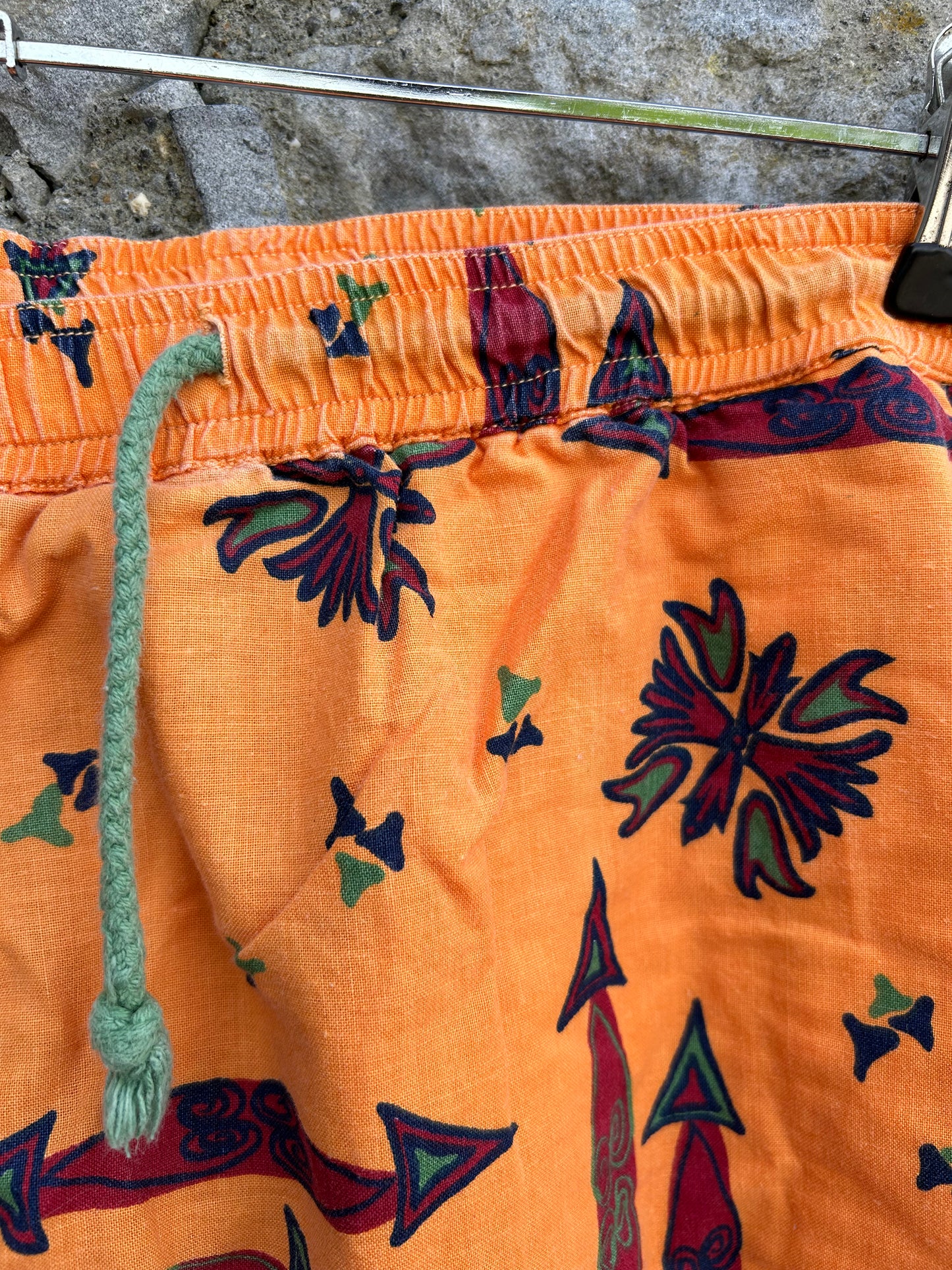 90s orange tribal print pants uk 12-14