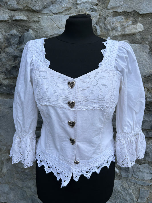 80s white folk blouse uk 8-10