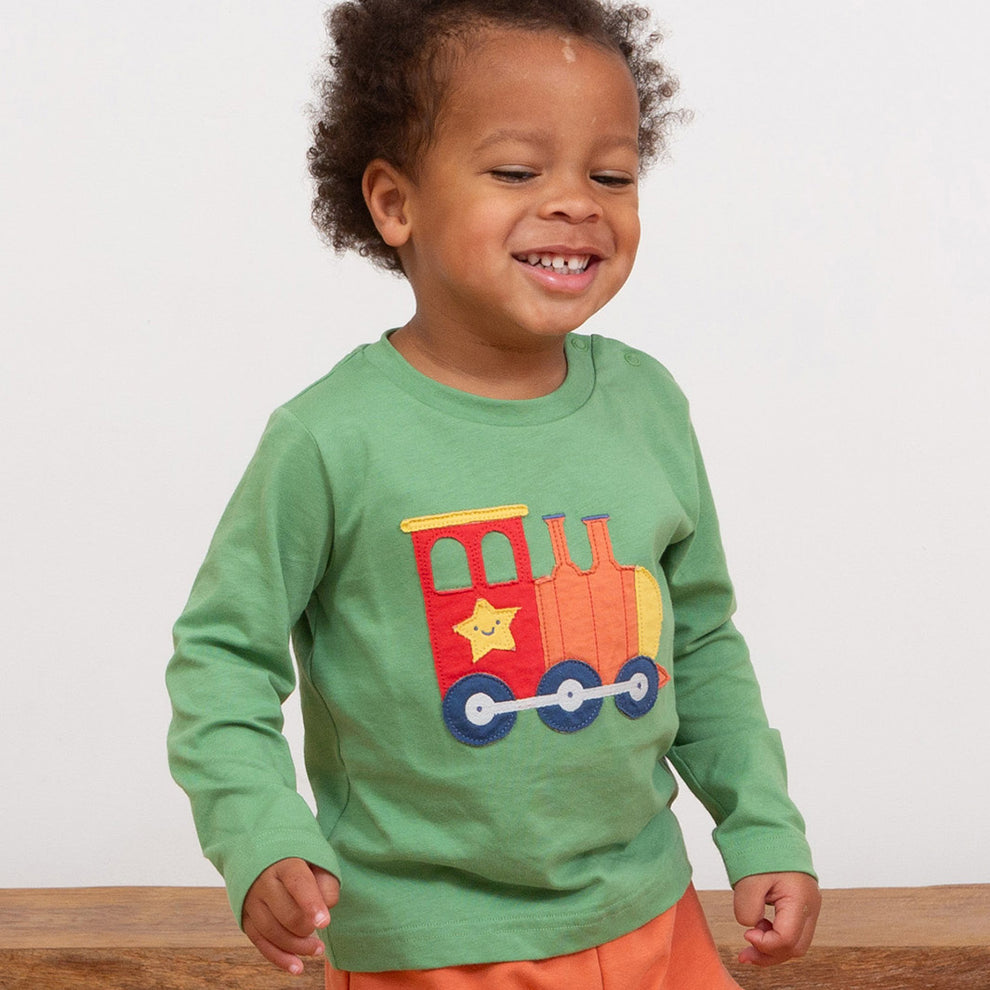 Long-sleeved t-shirt train engine  9-12m (74-80cm)