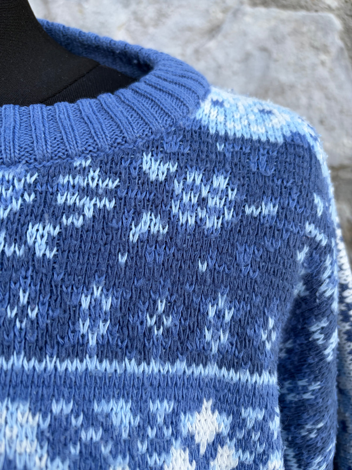 90s blue geometric panels jumper uk 12-14