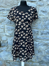 Load image into Gallery viewer, 90s brown flowers black dress uk 6-8
