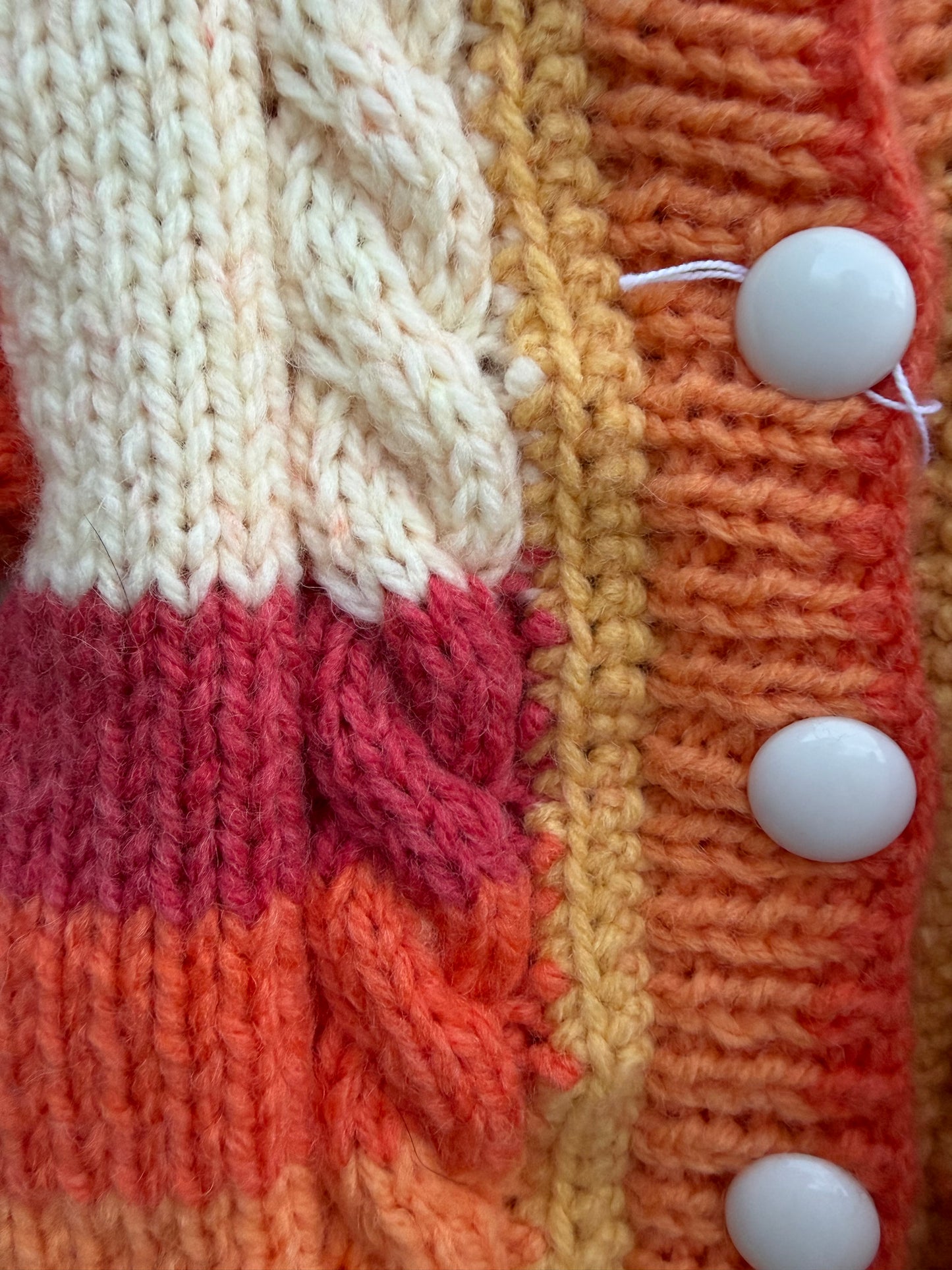 Aran style orange&red cardigan  9-12m (74-80cm)