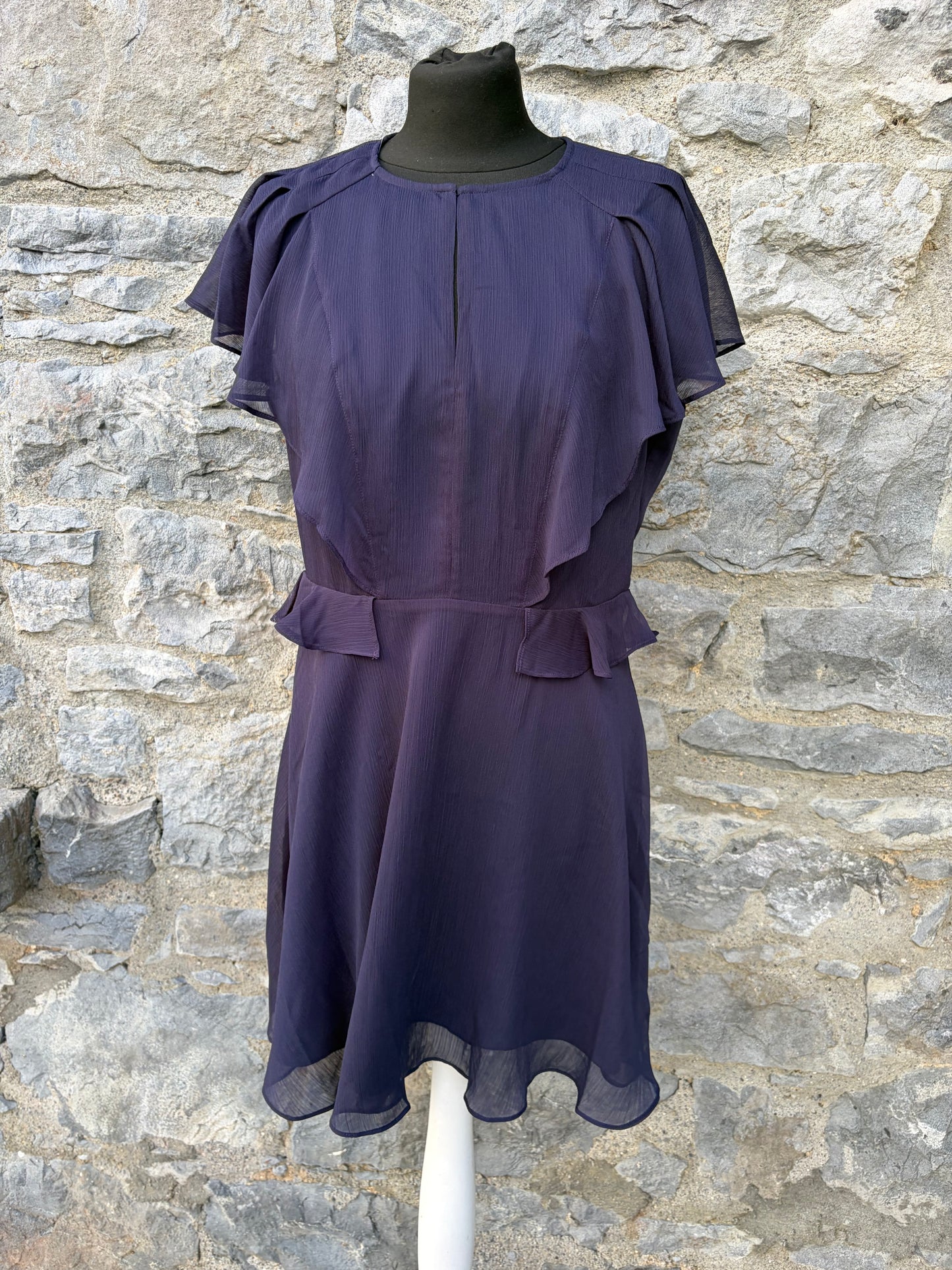 Kiaran angel-sleeve navy mini dress uk 10-12