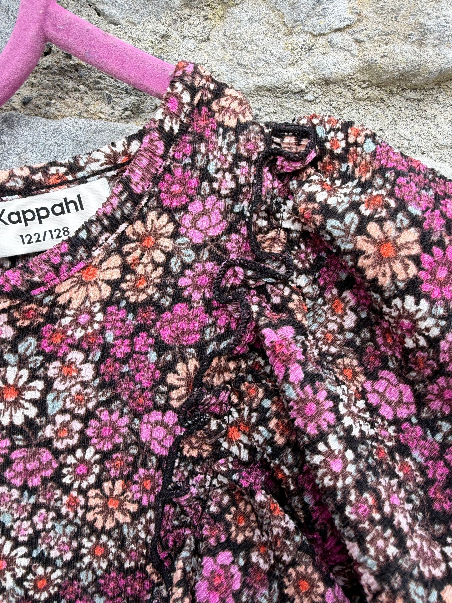 Pink floral ruffled dress  7-8y (122-128cm)