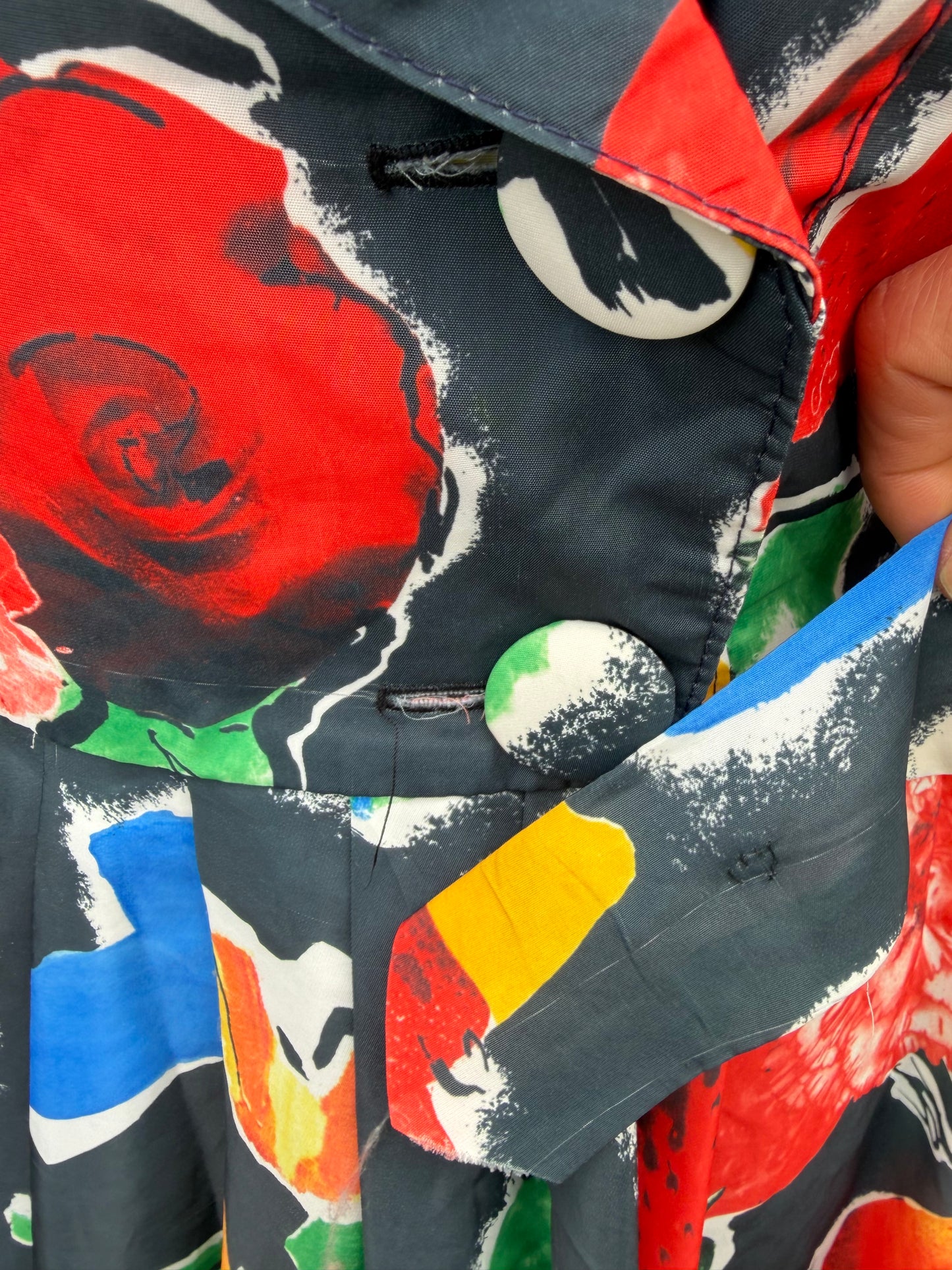 80s colourful fruit&flowers dress uk 8