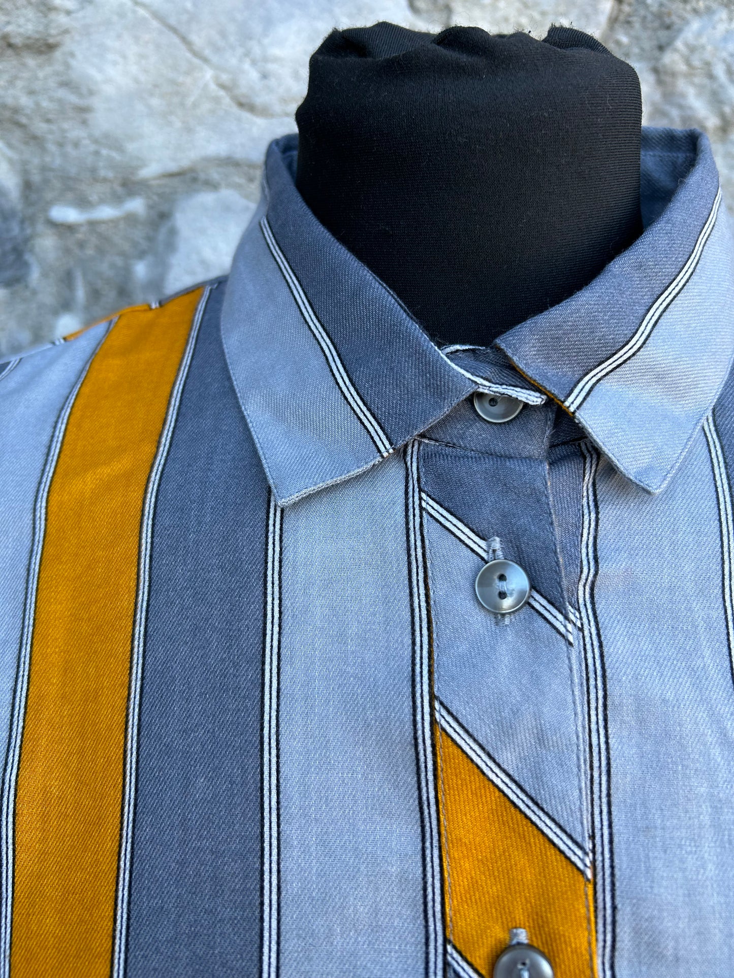 80s silver&orange stripes blouse uk 14-16