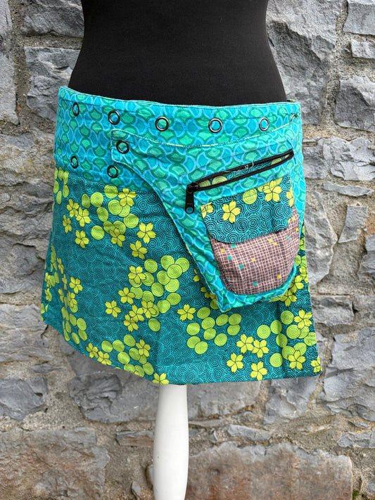 Teal&brown reversible skirt uk 10-12