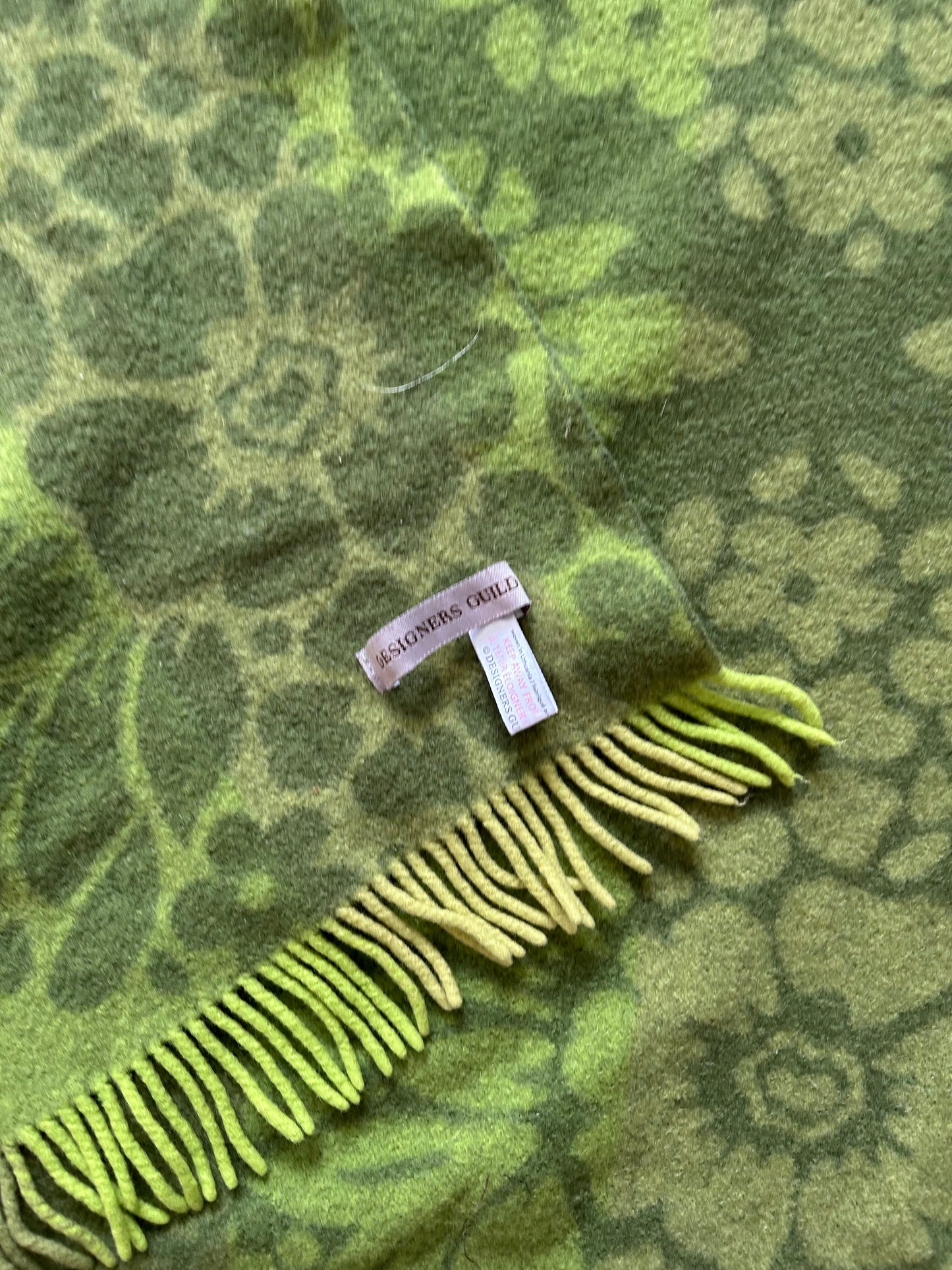 Green floral wool blanket