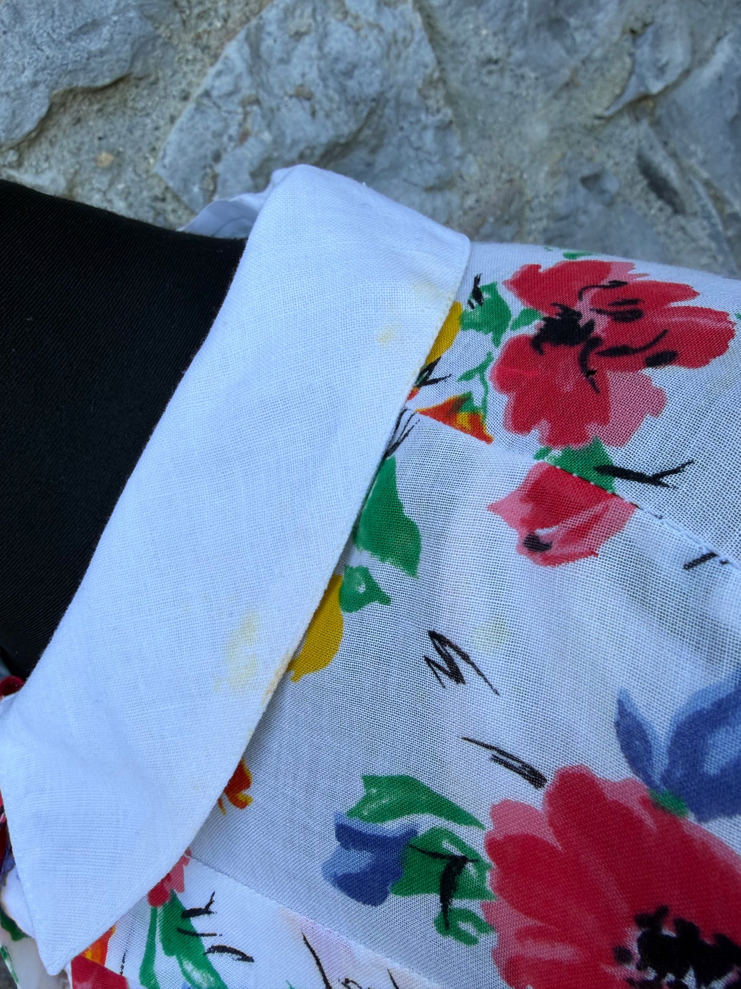 80s summer flowers sheer blouse uk 12-14