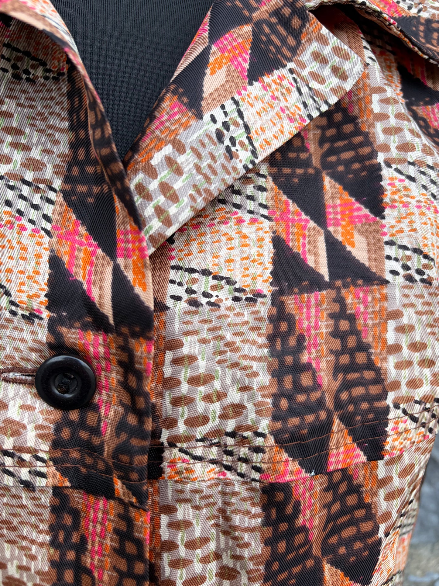 80s Brown&beige top&skirt uk 8-10