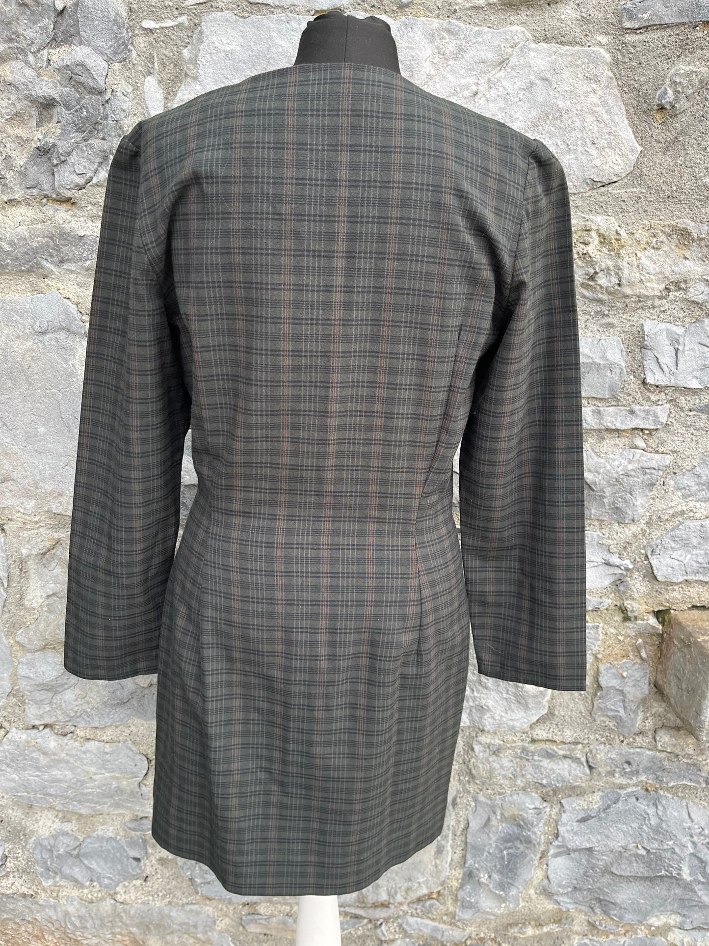 90s khaki tartan dress uk 8