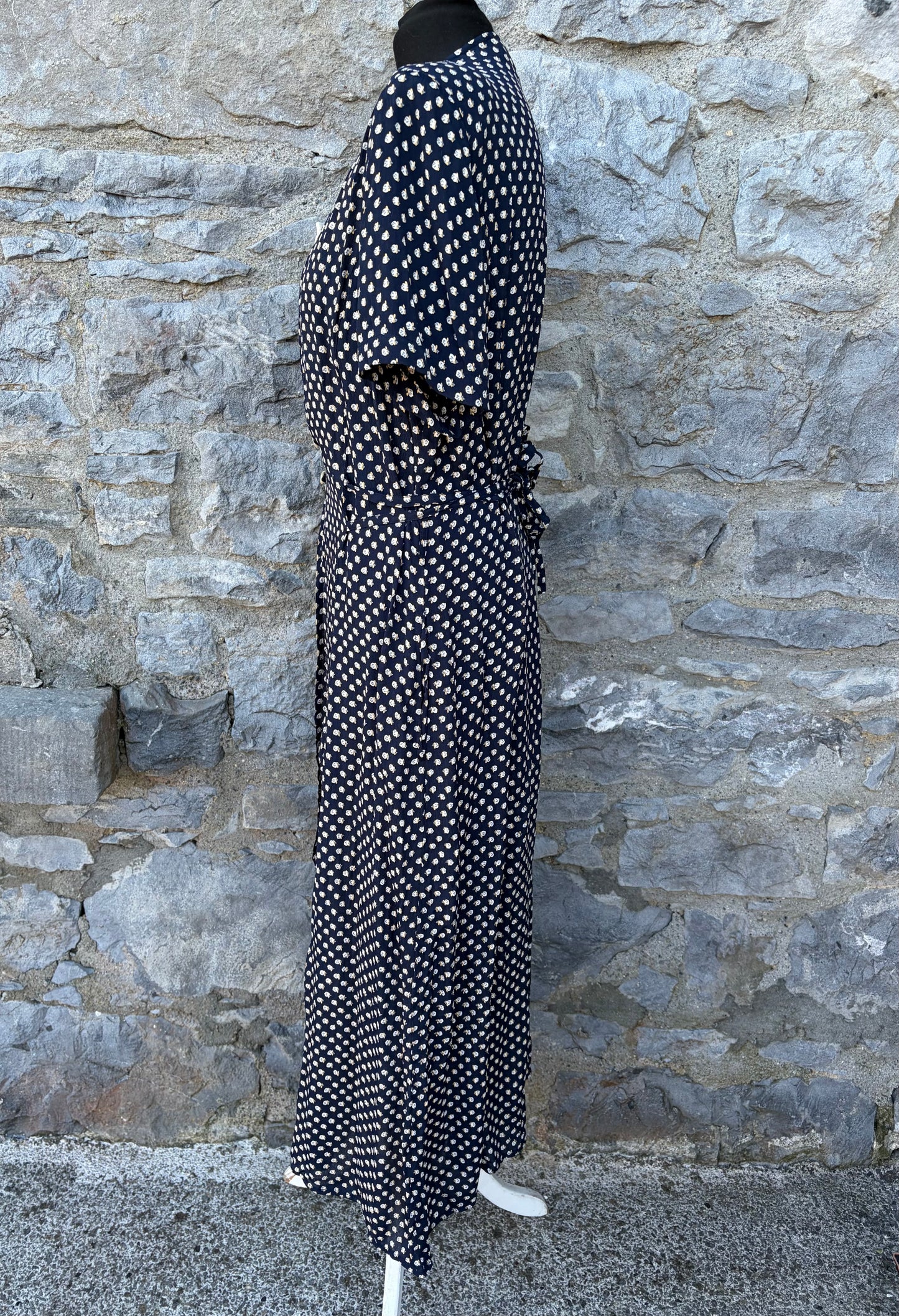 90s flower dots crepe dress uk 12