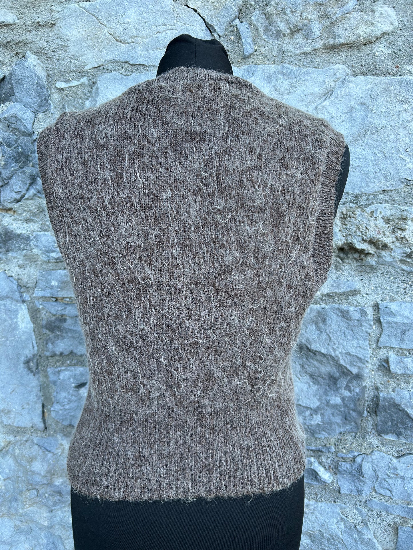 80s brown furry waistcoat uk 10