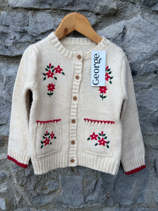 Ecru embroidered cardigan  3-4y (98-104cm)