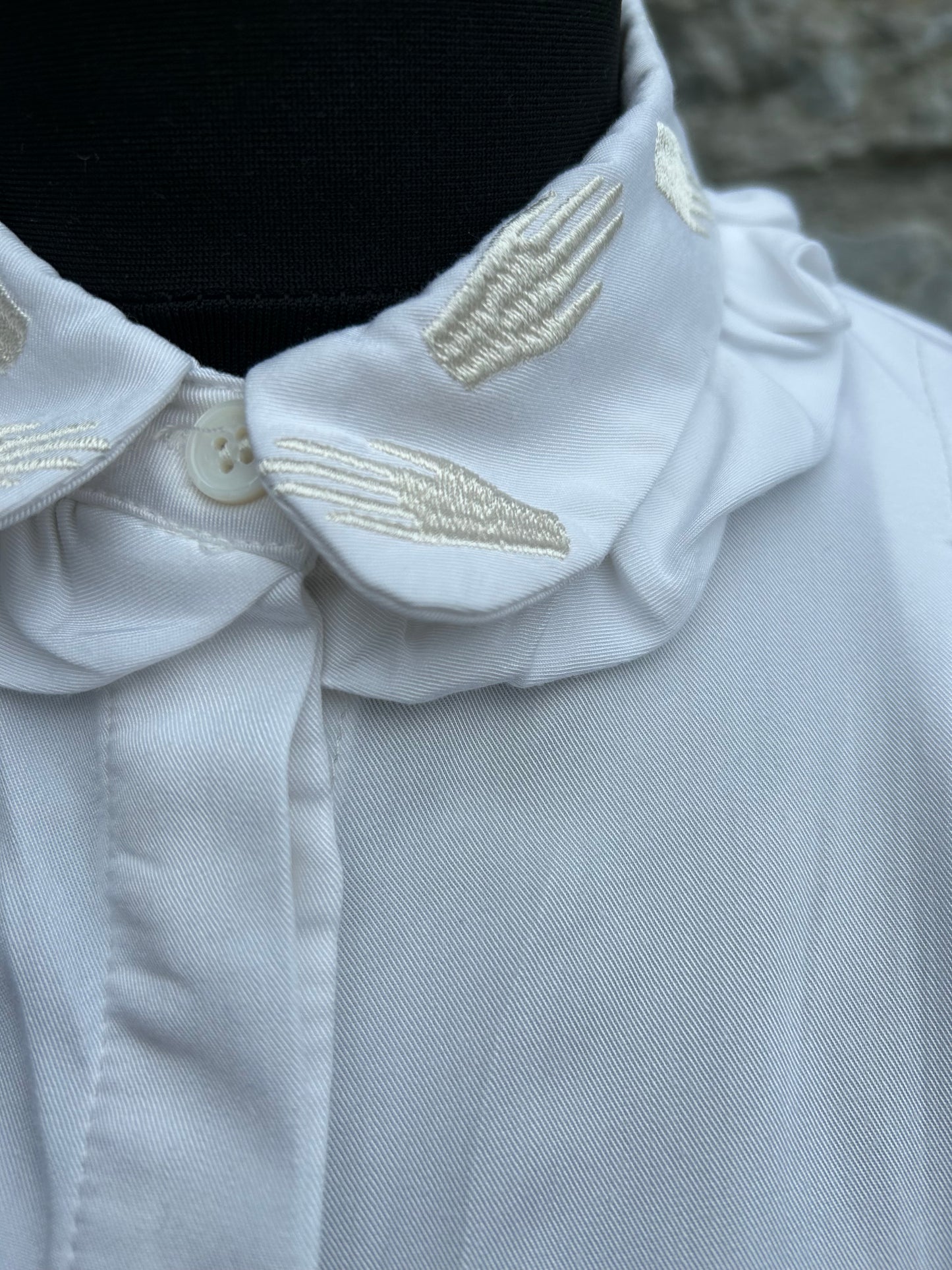 White shirt with collar embroidery uk 8-10