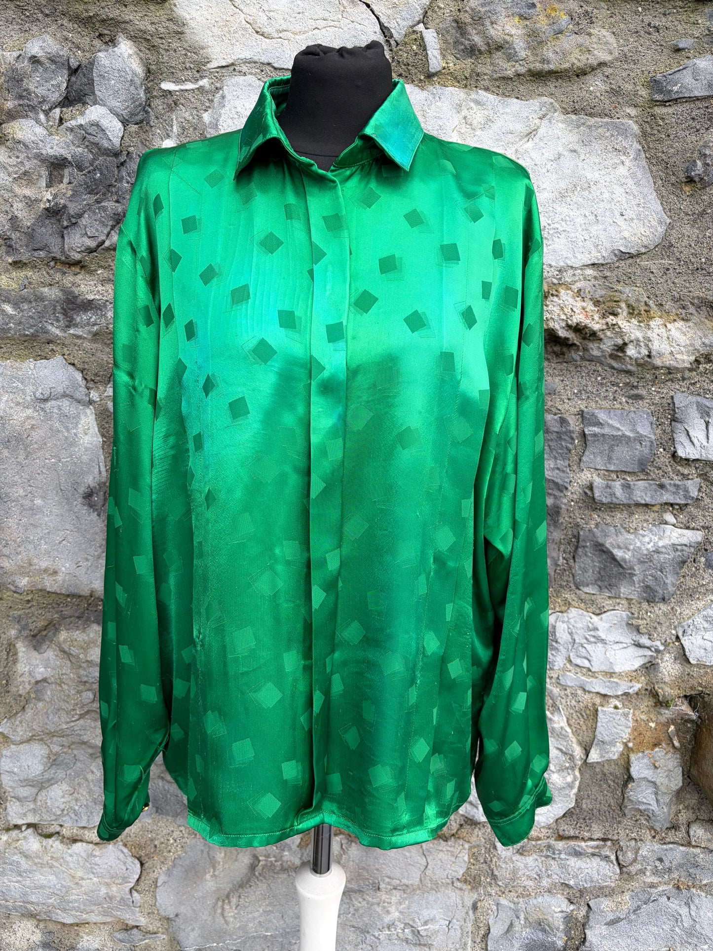 80s green blouse uk 16-18