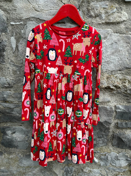 Christmas animals red dress  6-7y (116-122cm)