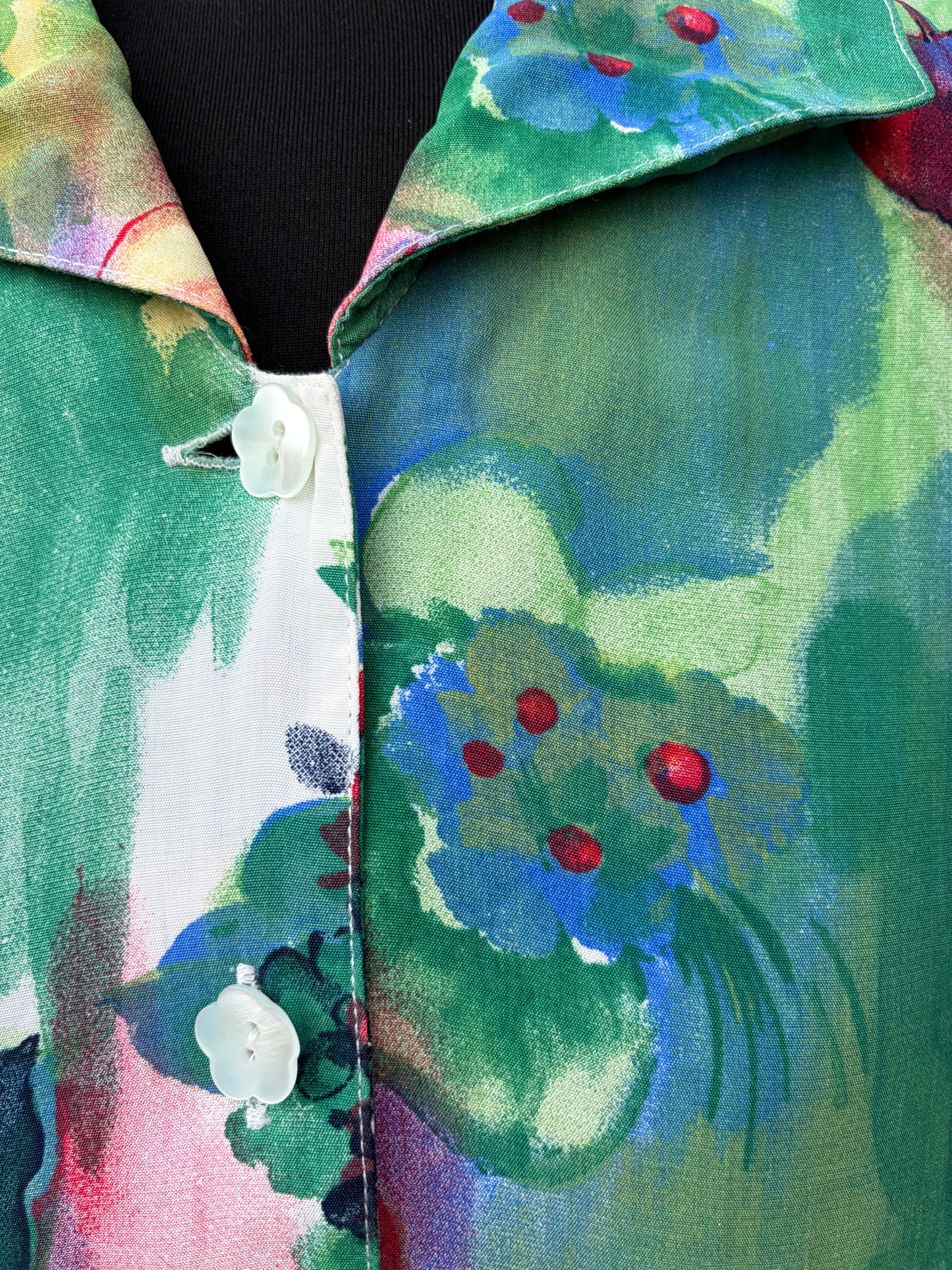 80s green&red abstract shirt uk 14