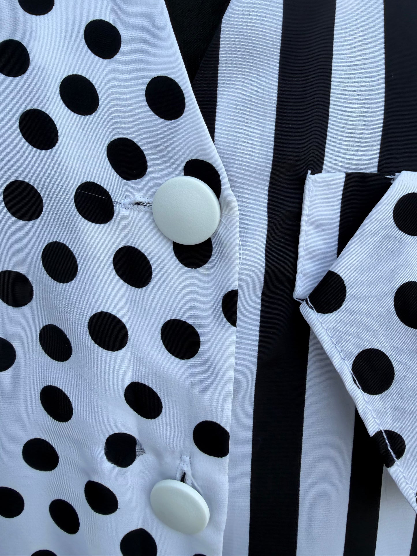 80s Black&white stripes&dots blouse uk 10-12